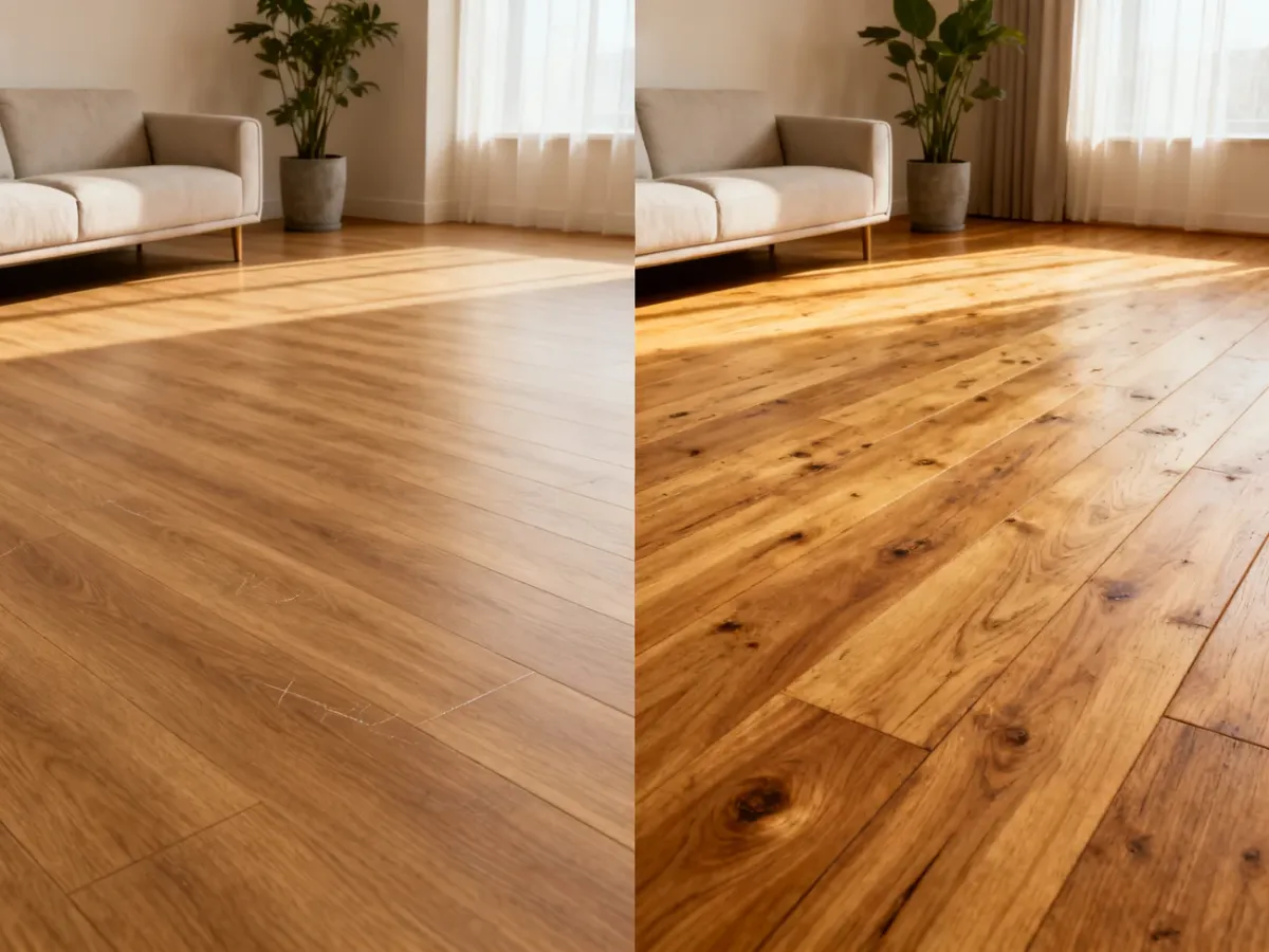 Porównanie paneli laminowanych imitujących drewno z naturalną deską dębową